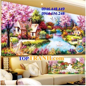 Tranh gắn đá ngôi nhà hạnh phúc